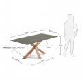 Arya Стол обеденный 160x90 древесный с керамической столешницей Iron Moss