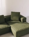 3-х местный диван Blok с правым шезлонгом в зеленом толстом вельвете 300 см