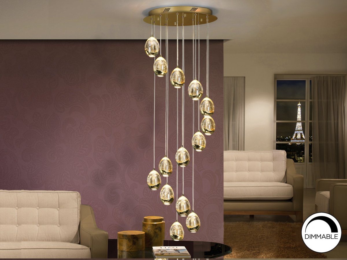 Люстра Rocio LED 14L DIM BLUETOOTH золотая