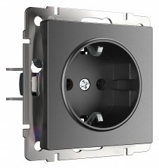 Розетка с заземлением без рамки Werkel графит матовый W1171064