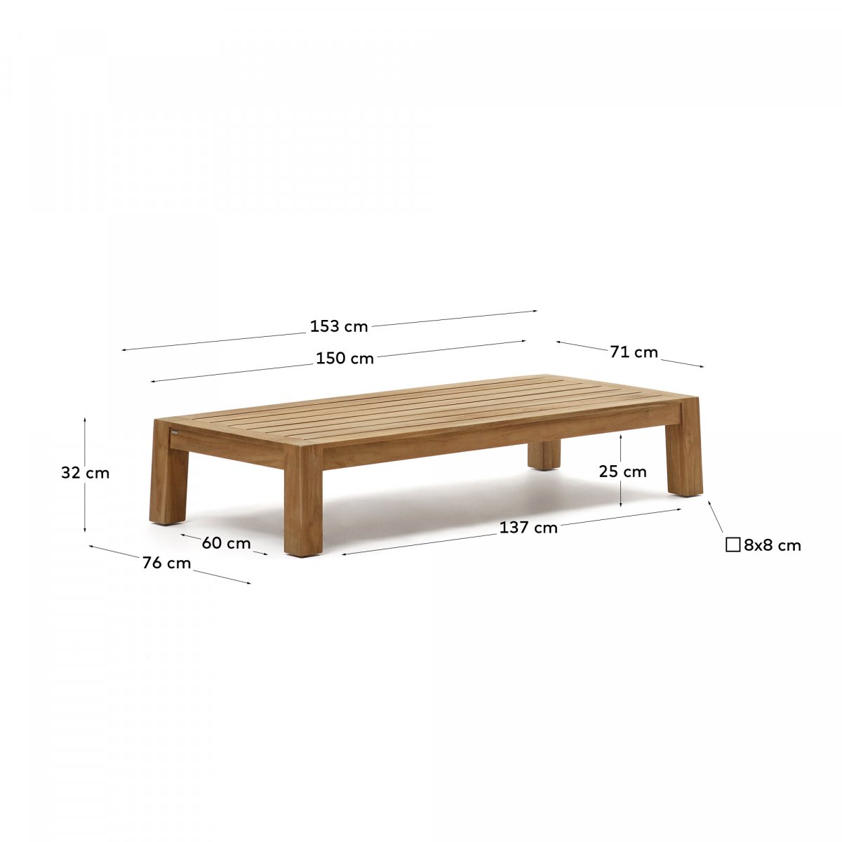 Forcanera Журнальный столик из массива тика 150 x 71 см