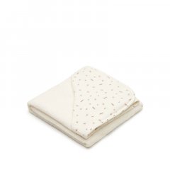 Deya baby towel cape in white cotton with patterns